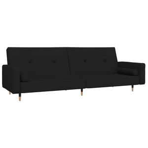 vidaXL Canapea extensibilă cu 2 locuri, 2 perne, negru, catifea