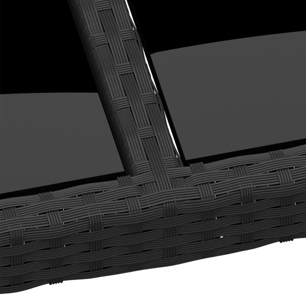 vidaXL Masă de grădină negru 250x100x75 cm sticlă securizată/poliratan