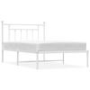 vidaXL Cadru de pat din metal cu tăblie, alb, 100x200 cm