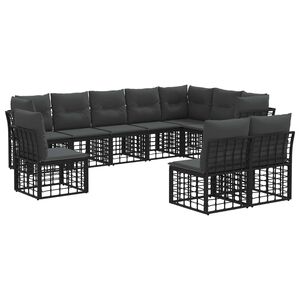 vidaXL Set de canapele de exterior Negru Poliester