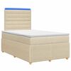 vidaXL Pat cu arcuri LED și saltea Crem 120 x 190 cm Țesătură