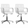 vidaXL Scaune de bucătărie pivotante, 2 buc., alb, piele artificială