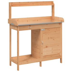 vidaXL Masă plantare cu dulap, maro, 110,5x45x124,5 cm lemn masiv brad