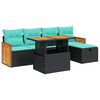 vidaXL Set mobilier grădină perne 6 piese negru poliratan/lemn acacia