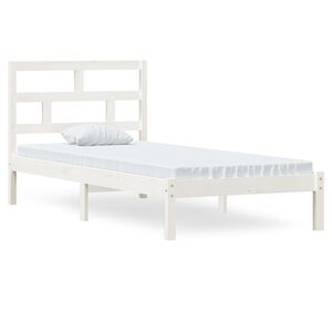 vidaXL Cadru de pat, alb, 90x200 cm, lemn masiv de pin