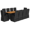 vidaXL Set mobilier de exterior cu perne, 11 piese, negru, poliratan