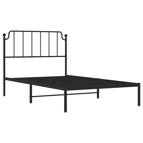 vidaXL Cadru de pat din metal cu tăblie, negru, 107x203 cm
