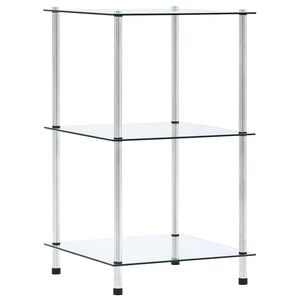 vidaXL Raft cu 3 niveluri, transparent, 40x40x67 cm, sticlă securizată