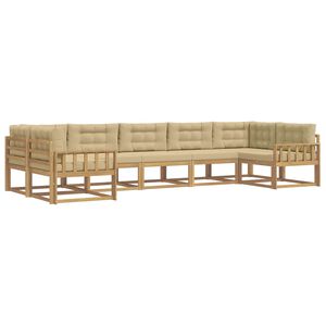 vidaXL Set de canapele de exterior cu pernă 7 pcs Alb și Bej