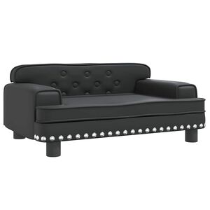 vidaXL Pat de c&acirc;ini, negru, 70x45x30 cm, piele ecologică