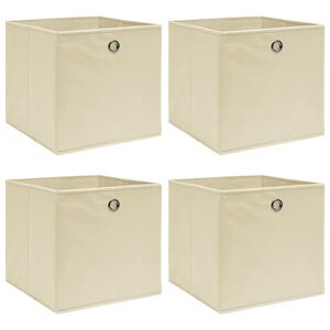 vidaXL Cutii de depozitare, 4 buc., crem, 32x32x32 cm, textil