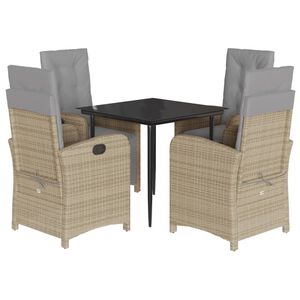 vidaXL Set mobilier pentru grădină, 5 piese, cu perne, bej, poliratan