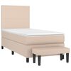 vidaXL Pat box spring cu saltea, cappuccino, 90x190 cm piele ecologică