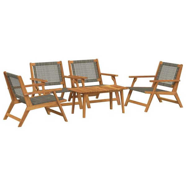 vidaXL Scaune de Grădină cu Masă 5 pcs Gri 90 x 45 x 40 cm