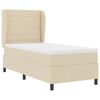 vidaXL Pat cu arcuri cu saltea cu headboard Crem 90 x 190 cm țesătură