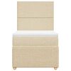vidaXL Pat box spring cu saltea, crem, 90x200 cm, textil