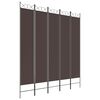 vidaXL Paravan de cameră cu 5 panouri, maro, 200x220 cm, textil