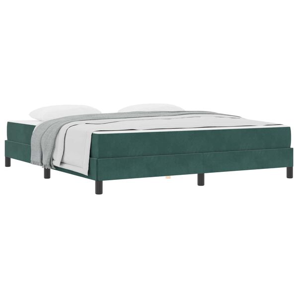vidaXL Pat cu arcuri cu saltea Verde &icirc;nchis 180 x 210 cm țesătură