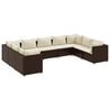 vidaXL Set mobilier de grădină cu perne, 9 piese, maro, poliratan