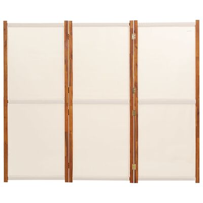 vidaXL Paravan de cameră cu 3 panouri, alb crem, 210x180 cm