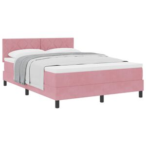 vidaXL Pat cu arcuri cu saltea cu headboard Roz 160 x 200 cm Catifea