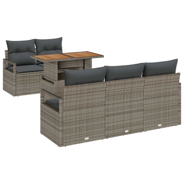 vidaXL Set de canapele pentru grădină 6 pcs Gri Rattan poli