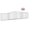 vidaXL Coșuri gabion arcuite 9 buc, 400x50x80/100 cm, fier galvanizat