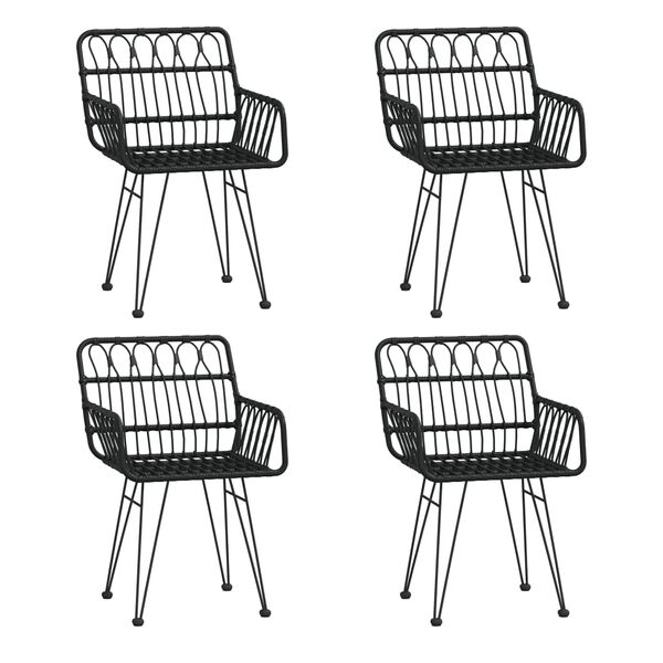 vidaXL Set mobilier de grădină, 5 piese, negru, poliratan