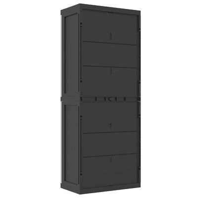 vidaXL Dulap depozitare de exterior, gri și negru, 65x37x165 cm, PP