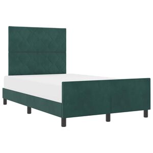 vidaXL Pat cu arcuri cu headboard Verde &icirc;nchis 120 x 200 cm Catifea