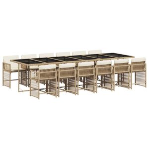 vidaXL Set mobilier de grădină cu perne, 13 piese, bej, poliratan