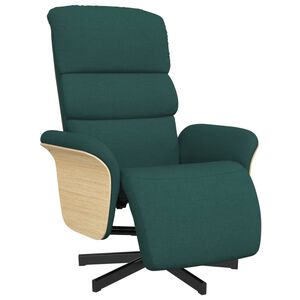vidaXL Fotoliu rabatabil cu suport de picioare, verde &icirc;nchis, textil