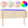 vidaXL Tăblie de pat cu LED, crem, 147x16x78/88 cm, textil