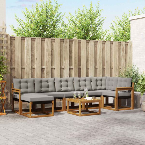 vidaXL Set de canapele de exterior 8 pcs Gri natural și deschis