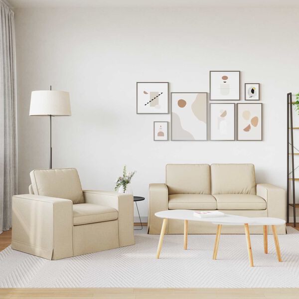 vidaXL Set de canapea 2 pcs Crem 182 x 80 x 82 cm țesătură