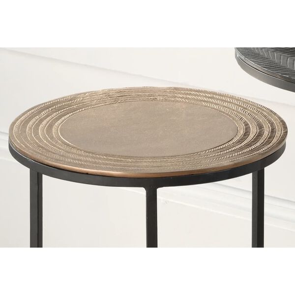 Rousseau Set de mese laterale, 2 piese, &bdquo;Ronda&rdquo; metal, negru și auriu