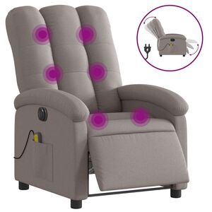 vidaXL Fotoliu electric de masaj rabatabil, gri taupe, textil