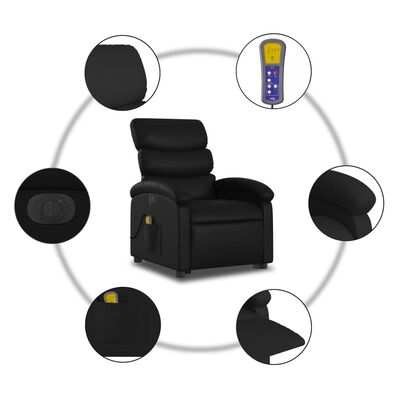vidaXL Fotoliu electric masaj rabatabil cu ridicare, negru