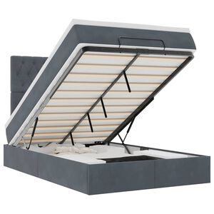 vidaXL Cadru de pat otoman cu saltele Gri &icirc;nchis 120x200cm catifea