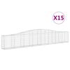 vidaXL Coșuri gabion arcuite 15 buc, 400x30x60/80 cm, fier galvanizat