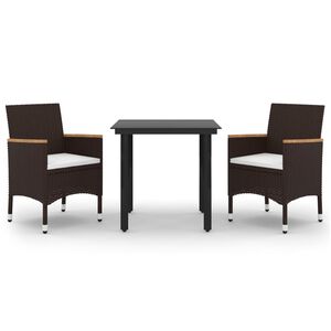 vidaXL Set mobilier de grădină cu perne, 3 piese, poliratan și sticlă