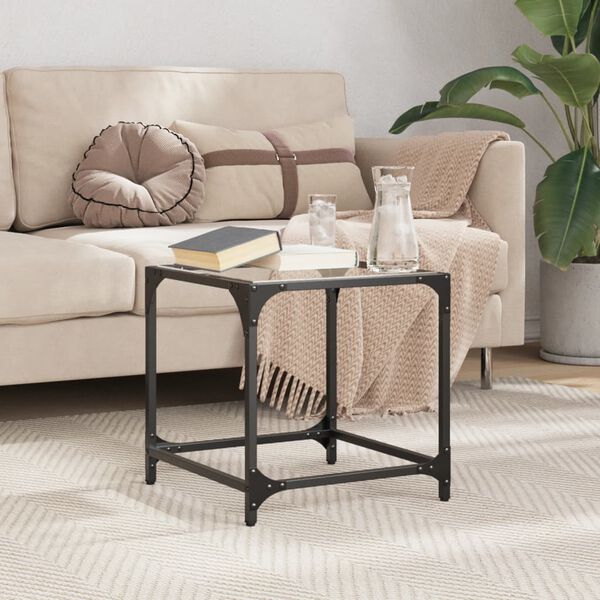 vidaXL Măsuță de cafea, blat din sticlă transparentă, 40x40x40 cm oțel