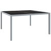 vidaXL Masă de grădină, gri, 130x130x72 cm, oțel și sticlă