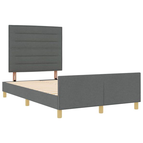 vidaXL Cadru de pat cu headboard Gri &icirc;nchis 140 x 190 cm țesătură