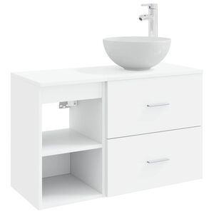 vidaXL Set de mobilier pentru baie 2 pcs Alb Lemn prelucrat