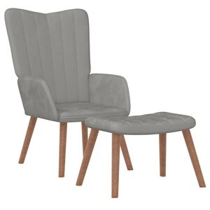 vidaXL Scaun de relaxare cu taburet, gri deschis, catifea