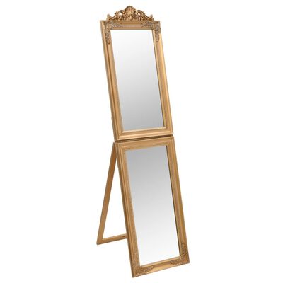 vidaXL Oglindă de sine stătătoare, auriu, 40x160 cm