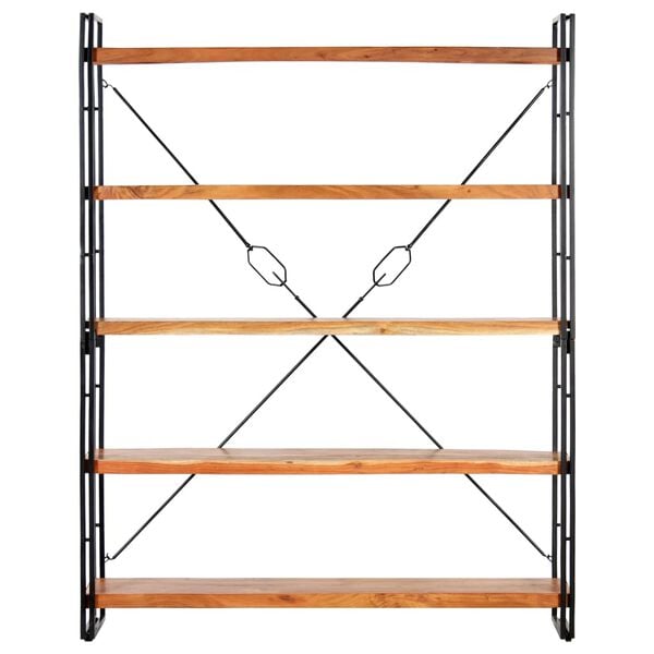 vidaXL Bibliotecă cu 5 rafturi, 140x30x180 cm, lemn masiv de acacia