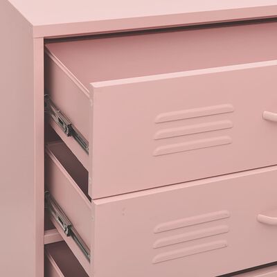 vidaXL Comodă cu sertare, roz, 80x35x101,5 cm, oțel