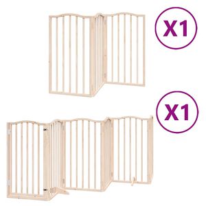 vidaXL Poartă de c&acirc;ini pliabilă cu ușă, 9 panouri, 450 cm, lemn plop